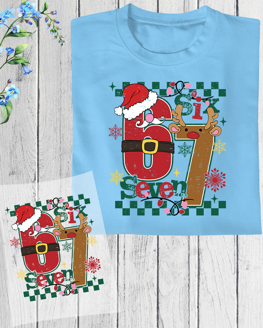 Funny Six Seven Meme Christmas DTF Transfer, Holiday Heat Press Design, Xmas Shirt Print, UV DTF Sticker, Funny Christmas Gift