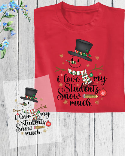 Snowman Teacher Christmas DTF Transfer Film