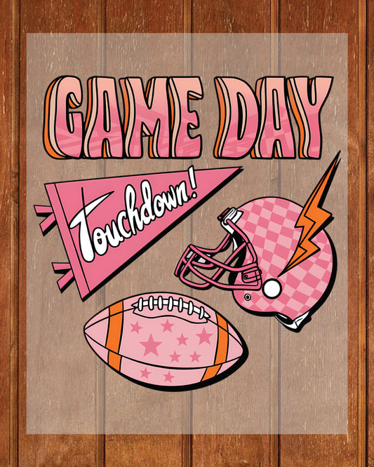 Game Day Pink Football Touchdown DTF Transfer
