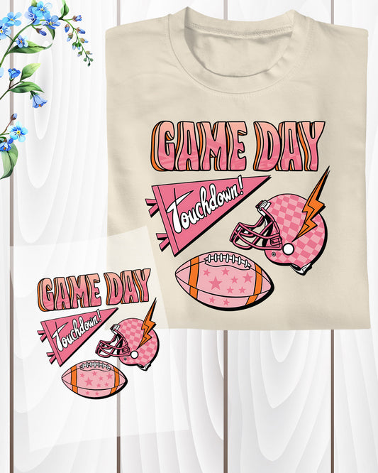 Game Day Pink Football Touchdown DTF Transfer