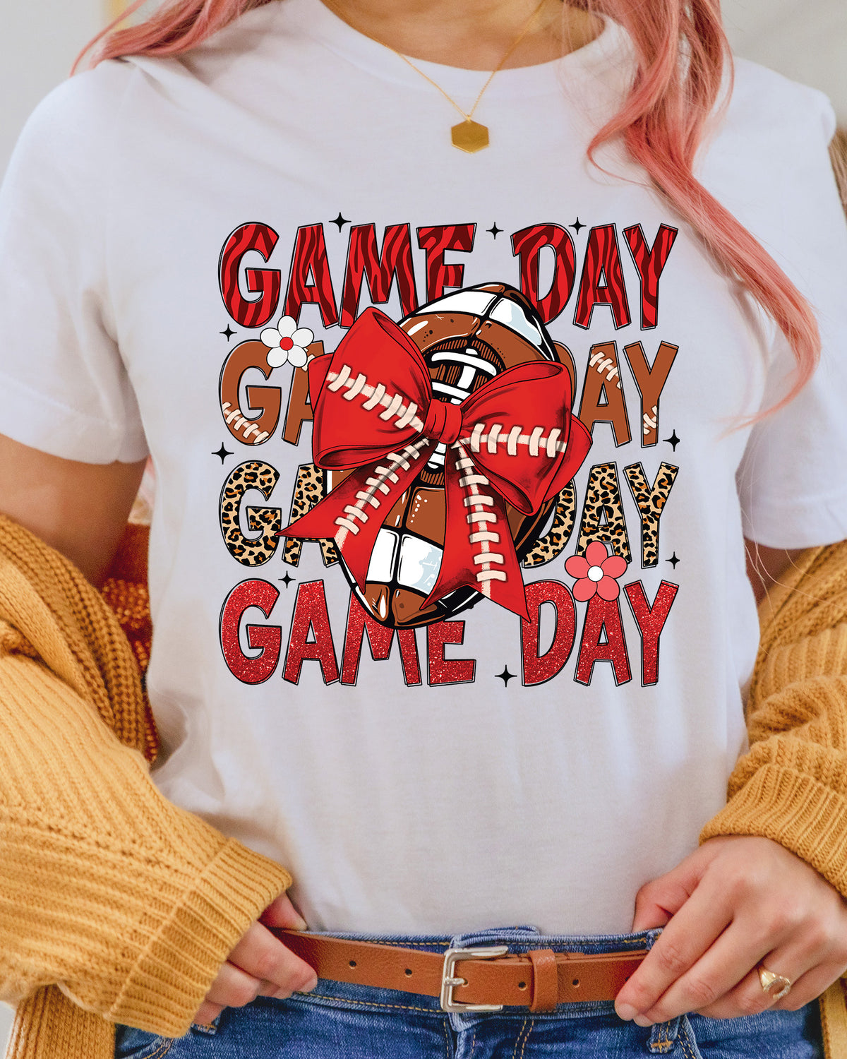 Game Day Red Football DTF Transfer