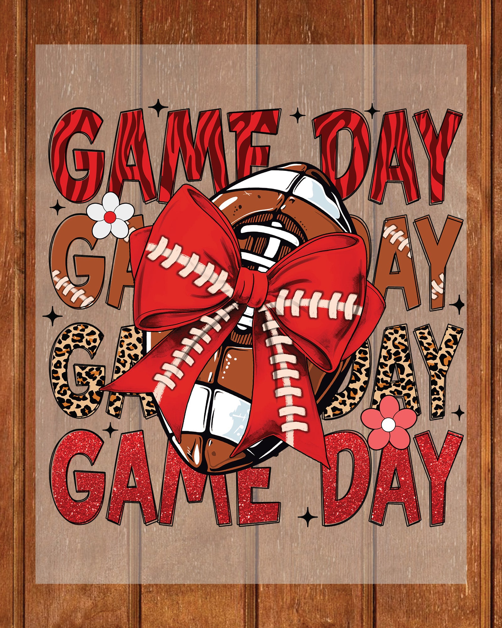 Game Day Red Football DTF Transfer