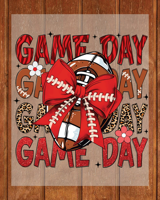 Game Day Red Football DTF Transfer