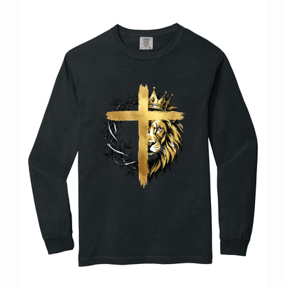 Lion Christian Cross Comfort Colors T Shirt