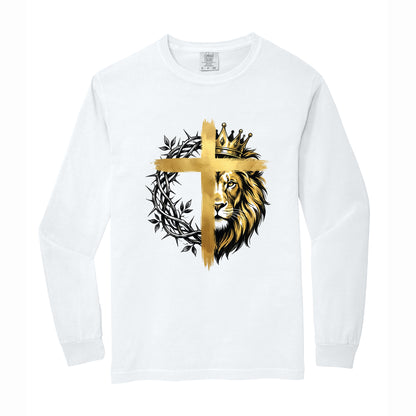 Lion Christian Cross Comfort Colors T Shirt
