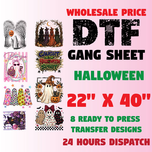 Halloween Premade DTF Transfer Ready to Press Holiday Season Spooky Ghost Heat Transfer For Shirts Halloween iron on Transfer Designs