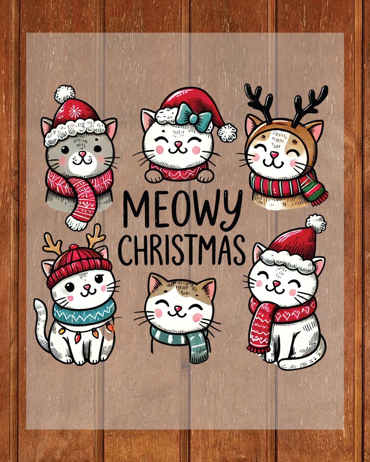 Meowy Christmas Cat DTF Transfer Film