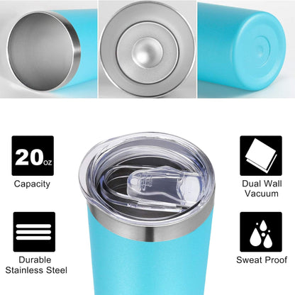 Custom Skinny Tumbler Insulated Stainless Steel Tumbler witth Lid and Straw - 20 oz