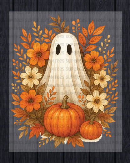 Ghost Pumpkin Autumn Halloween Heat Transfer ready to Press