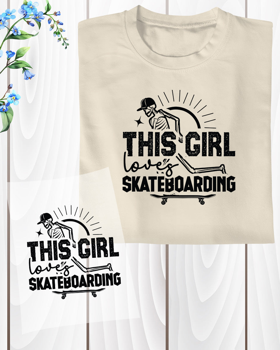 This Girl Loves Skateboarding DTF Transfer Film