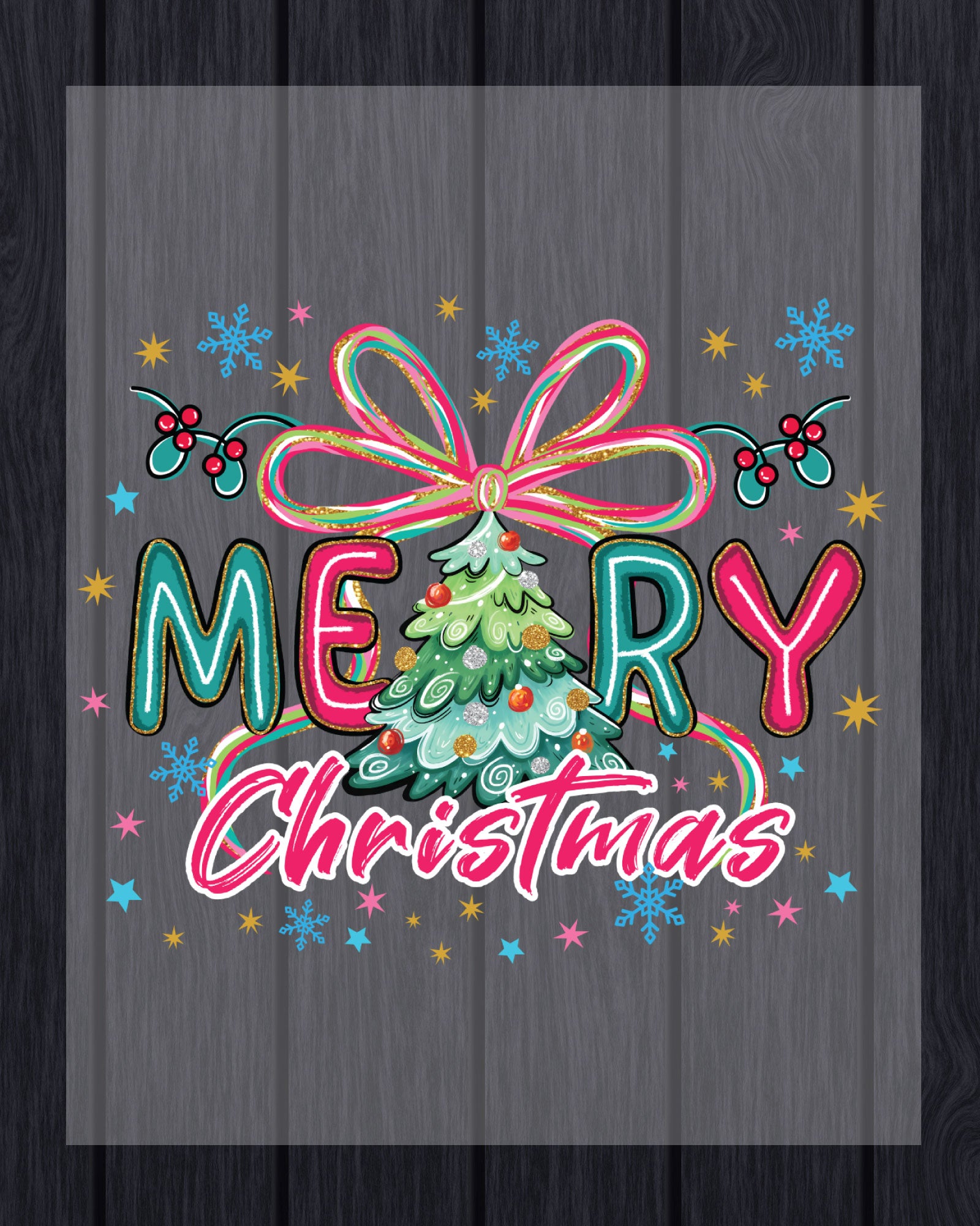 Girly Christmas Glitter DTF Transfer