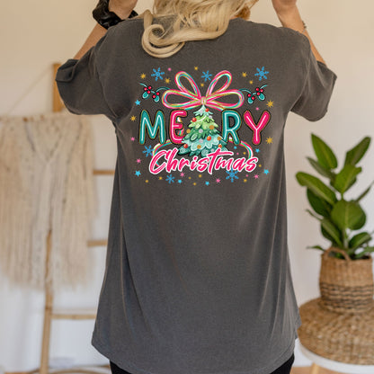 Girly Christmas Glitter DTF Transfer Ready to Press Holiday Heat Transfer for Shirts Festive Girly Xmas UV Sticker Print
