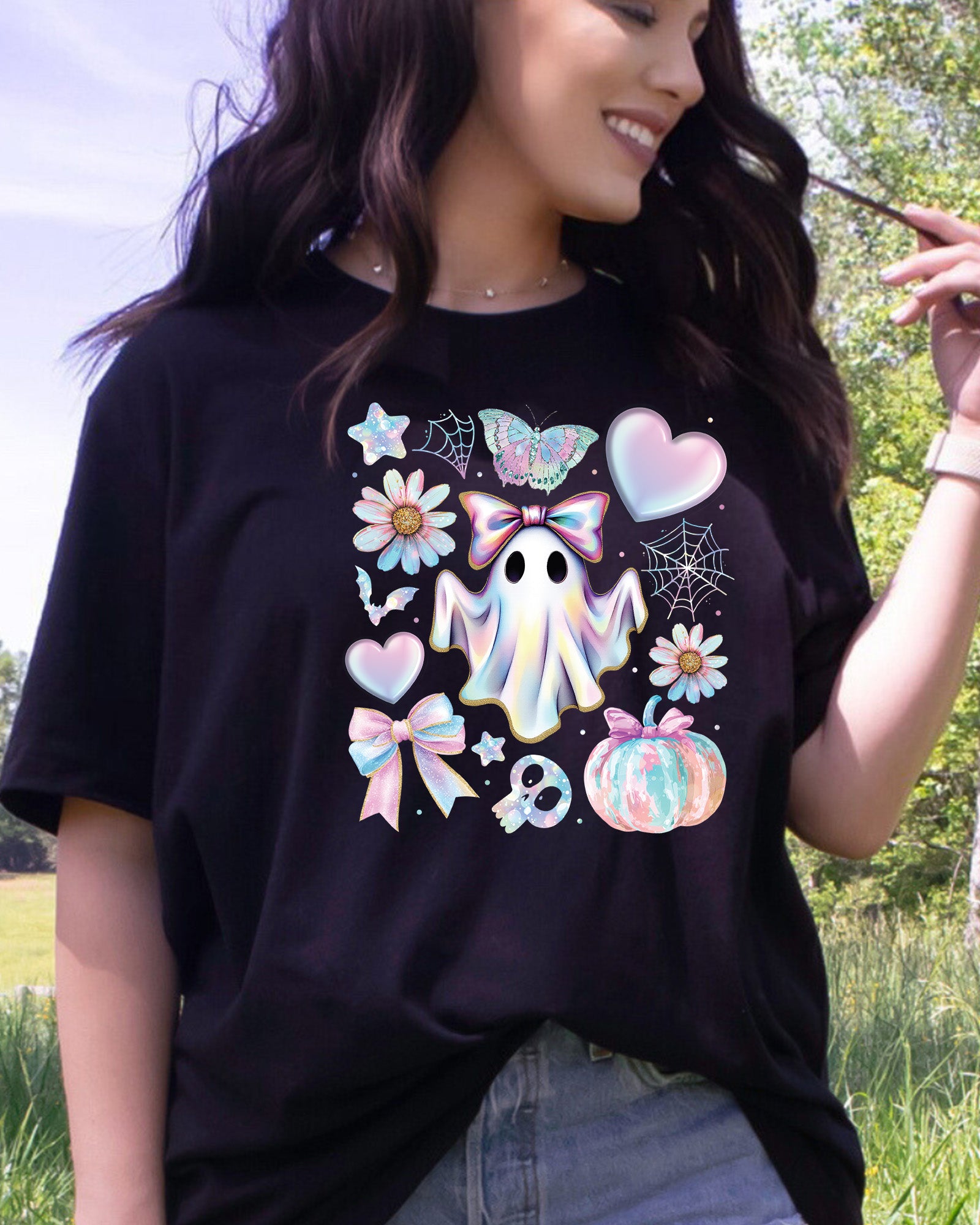 Girly Halloween Ghost Floral Ghost DTF Transfer