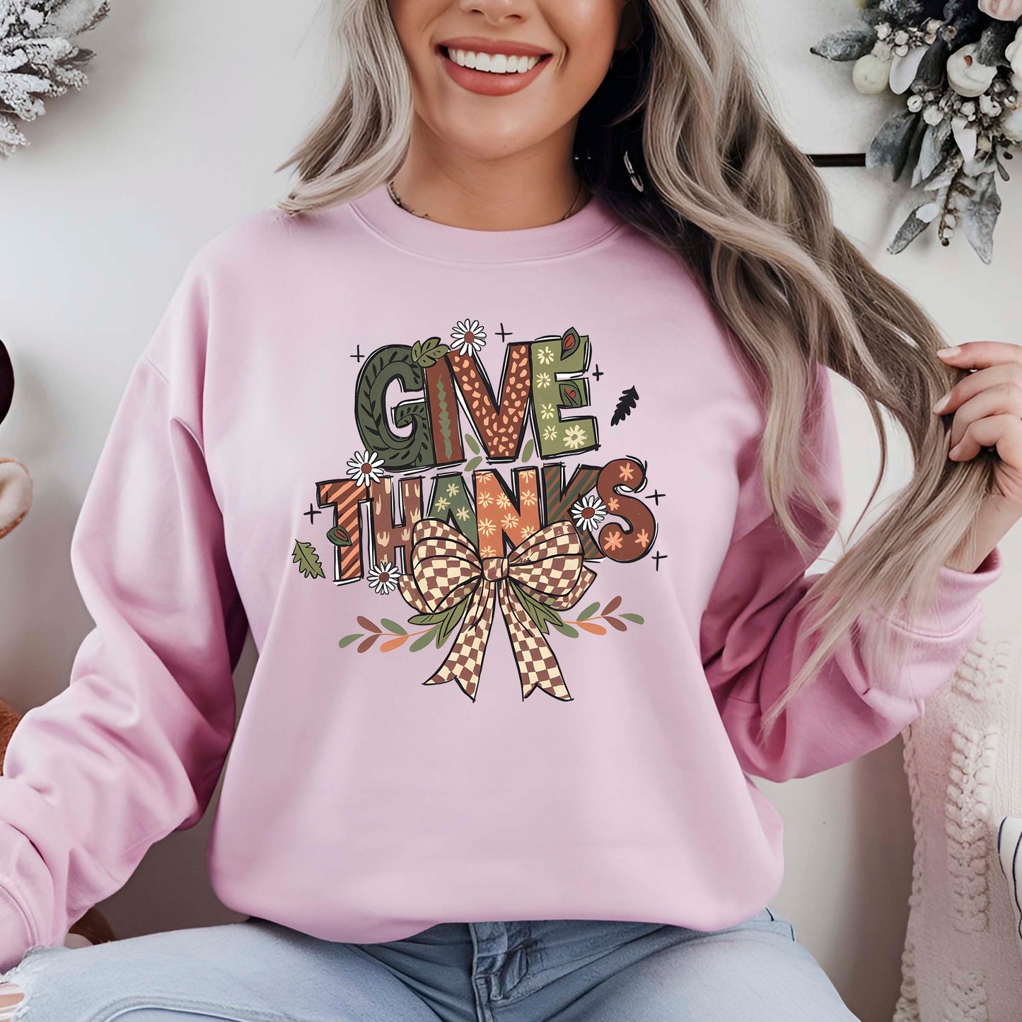 Give Thankful Coquette Thanksgiving DTF Transfer, Holiday Heat Press Design, Thanksgiving Shirt Print, UV DTF Sticker, Fall Gift Idea