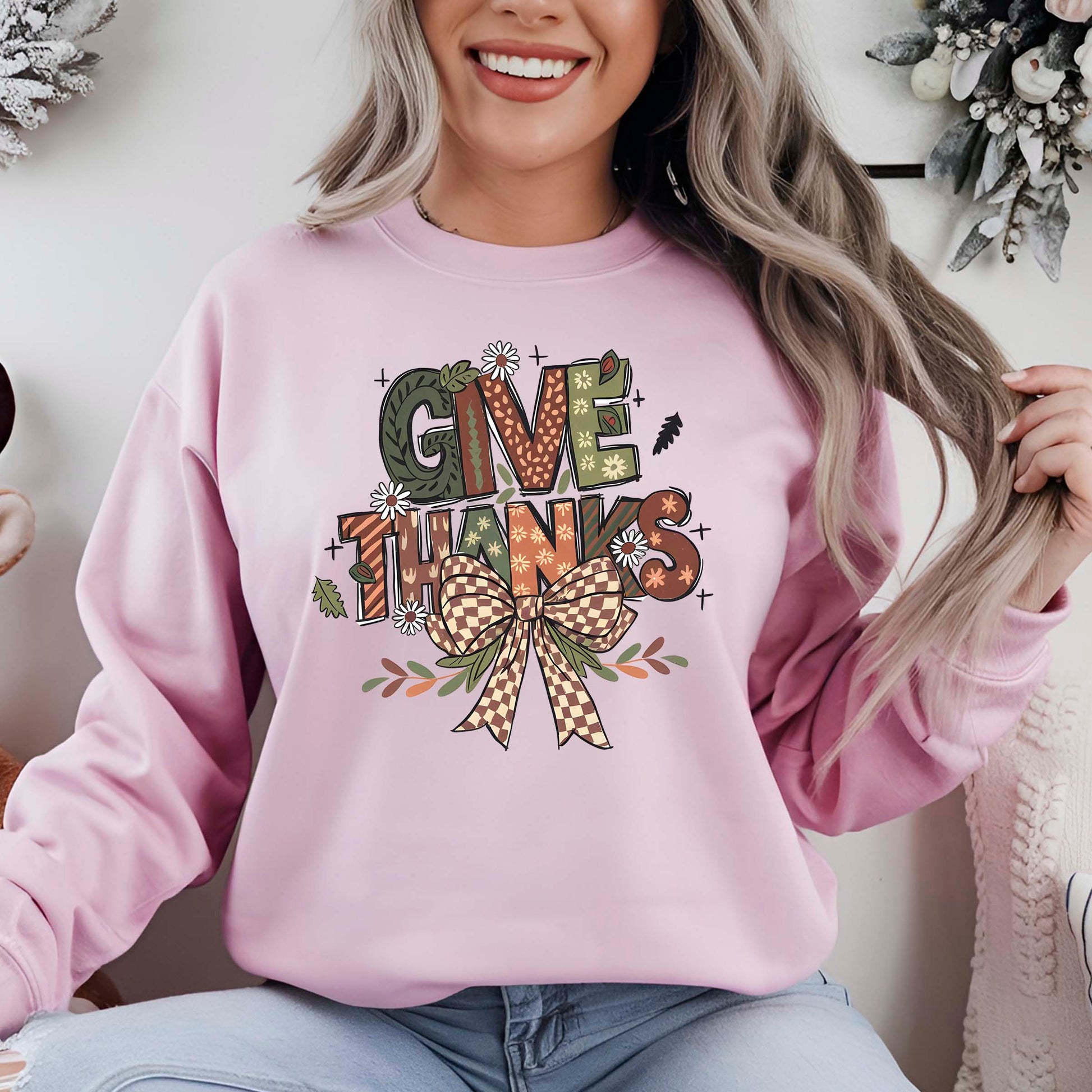 Give Thankful Coquette Thanksgiving DTF Transfer, Holiday Heat Press Design, Thanksgiving Shirt Print, UV DTF Sticker, Fall Gift Idea