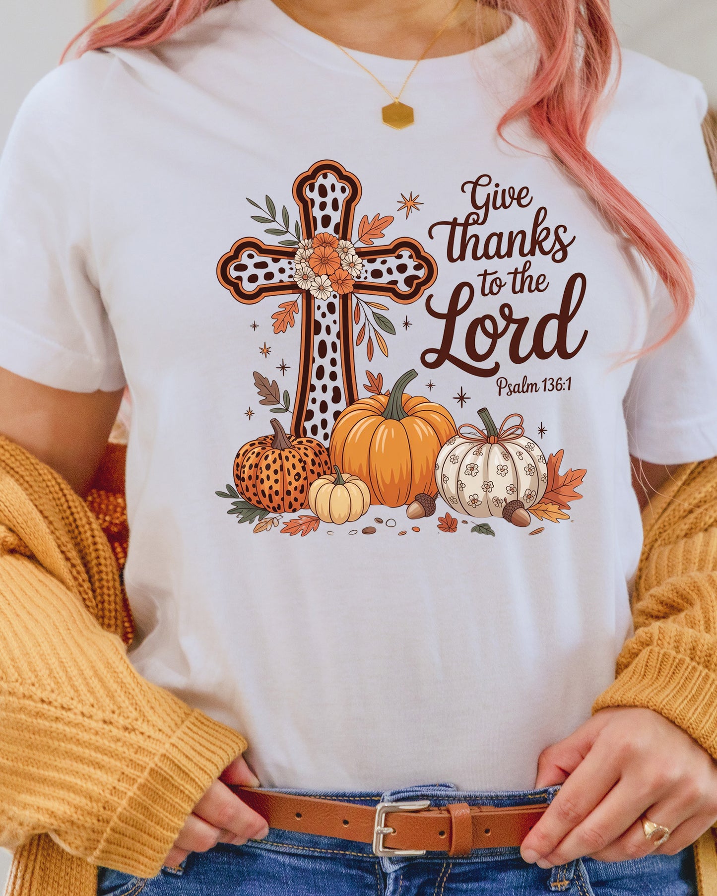 Give Thanks to the Lord Fall Jesus DTF Transfer
