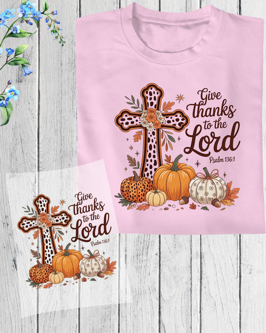 Give Thanks to the Lord Fall Jesus DTF Transfer

