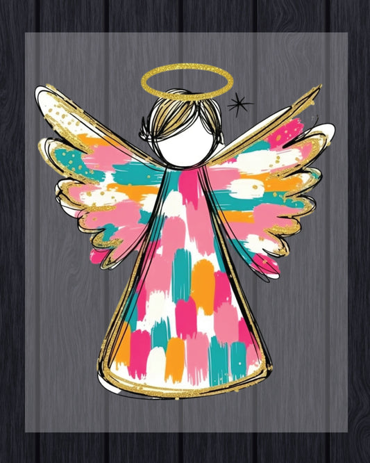 Glitter Christmas Angel DTF Transfer Ready to Press
