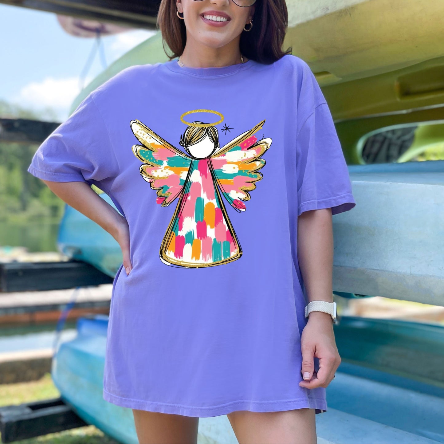 Glitter Christmas Angel DTF Transfer Ready to Press