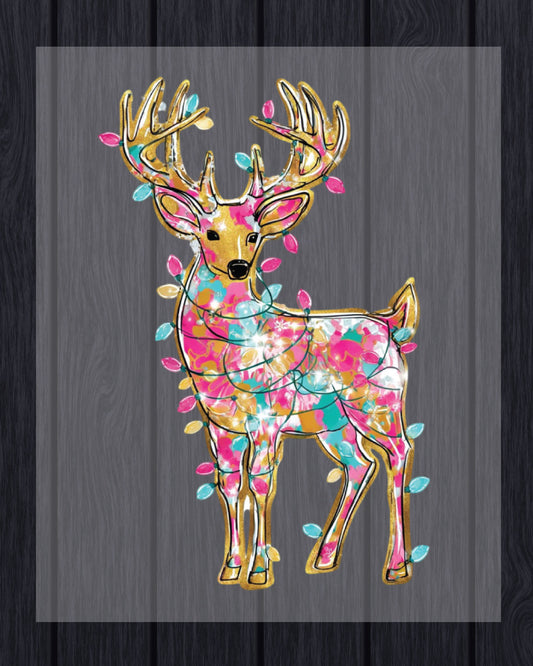 Glitter Christmas Deer DTF Transfer Ready to Press