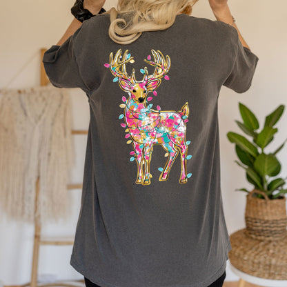 Glitter Christmas Deer DTF Transfer Ready to Press