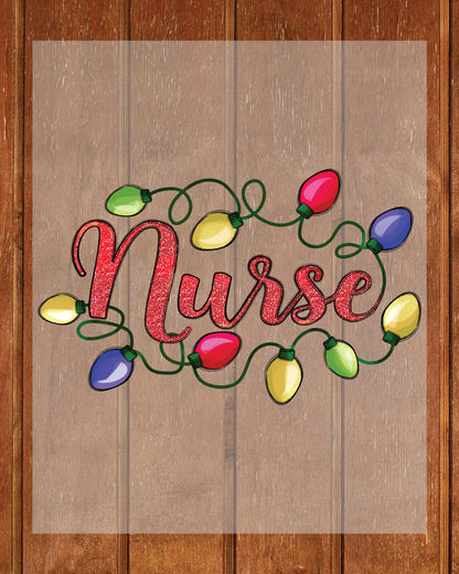 Glitter Christmas Nurse DTF Transfer