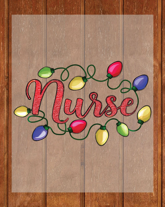Glitter Christmas Nurse DTF Transfer