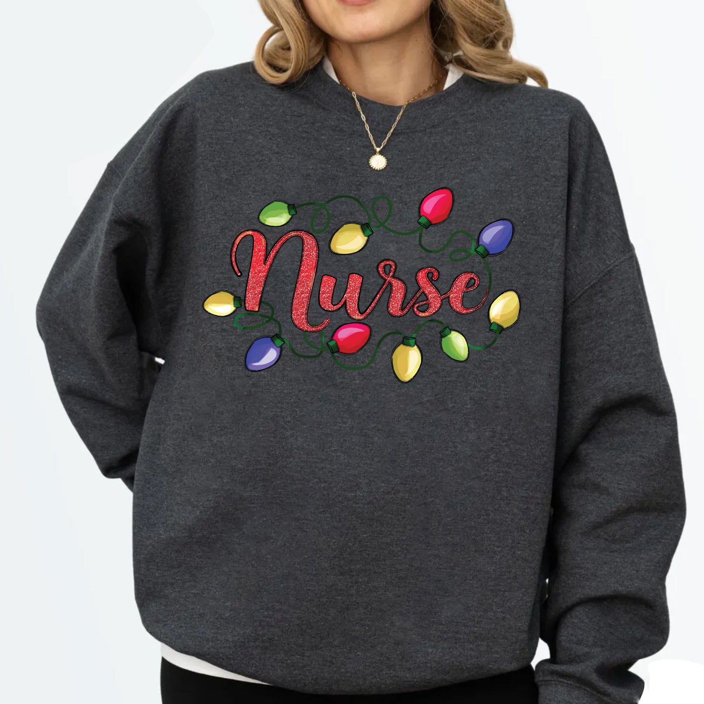 Glitter Christmas Nurse DTF Transfer