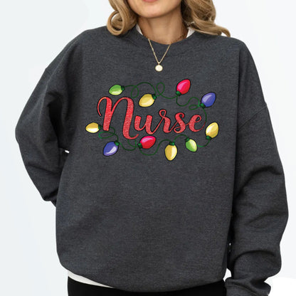Glitter Christmas Nurse DTF Transfer