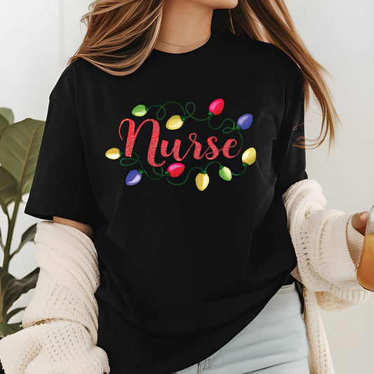 Glitter Christmas Nurse DTF Transfer