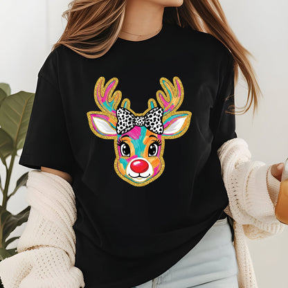 Glitter Christmas Reindeer DTF Transfer