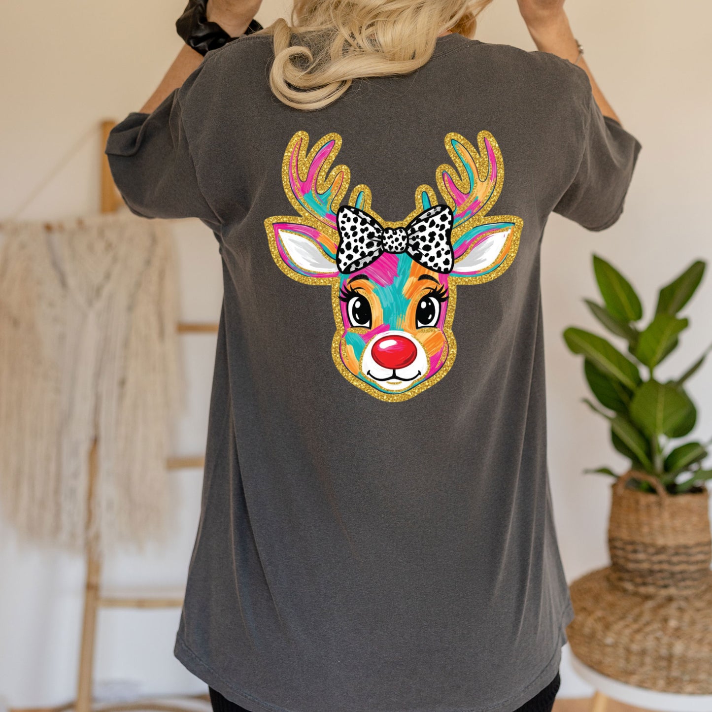 Glitter Christmas Reindeer DTF Transfer