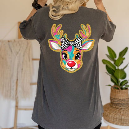Glitter Christmas Reindeer DTF Transfer