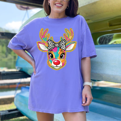 Glitter Christmas Reindeer DTF Transfer