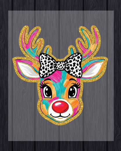 Glitter Christmas Reindeer DTF Transfer