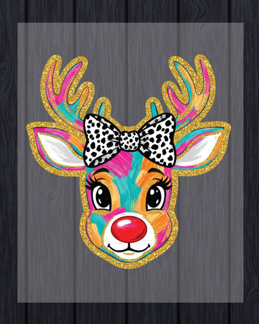 Glitter Christmas Reindeer DTF Transfer