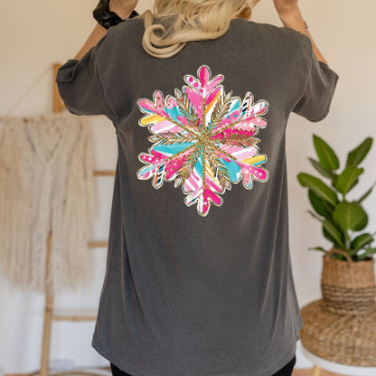 Glitter Christmas Snowflake DTF Transfer