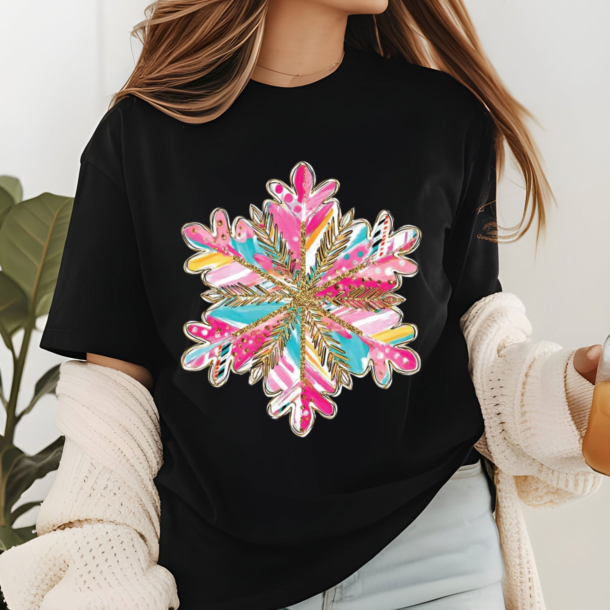 Glitter Christmas Snowflake DTF Transfer