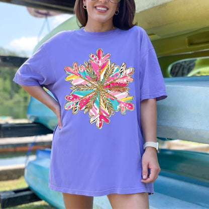 Glitter Christmas Snowflake DTF Transfer