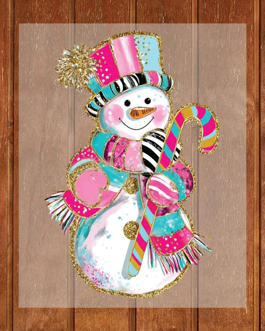 Glitter Christmas Snowman DTF Transfer