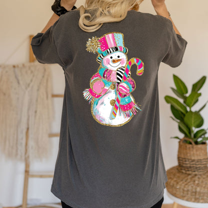 Glitter Christmas Snowman DTF Transfer