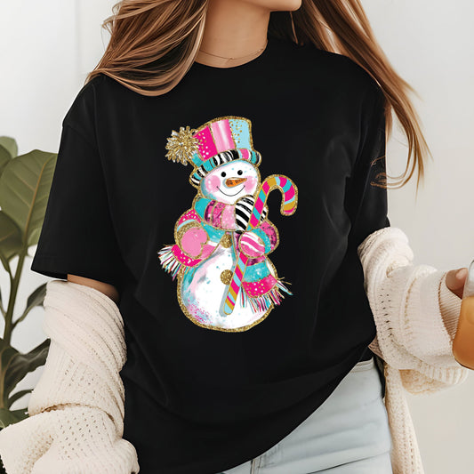 Glitter Christmas Snowman DTF Transfer