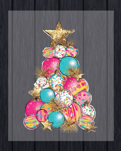 Glitter Christmas Tree DTF Transfer Ready to Press