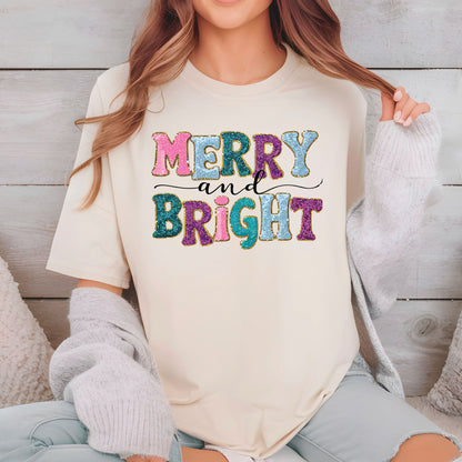 Glitter Effect Christmas DTF Transfer Merry & Bright