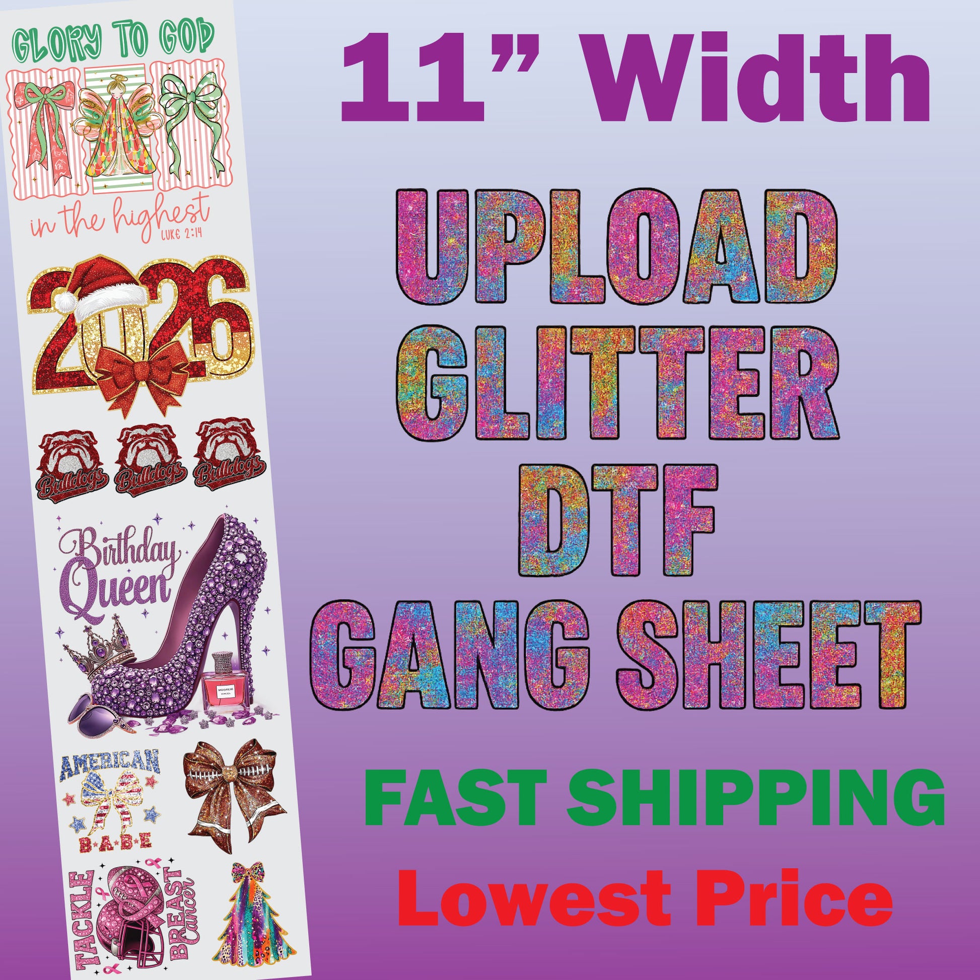 Custom Glitter DTF Gang Sheet - Upload Your File