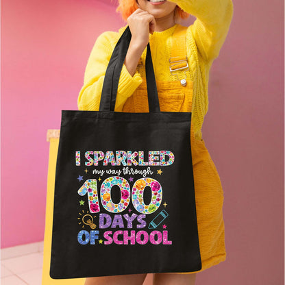 Glitter Gemstone 100 Days of School DTF Transfer, Ready to Press Heat Transfer for Shirts, Fun 100 Days of School Glitter Design, UV Sticker