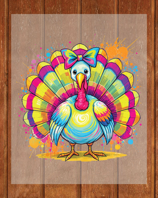 Glitter Thanksgiving Turkey DTF Transfer