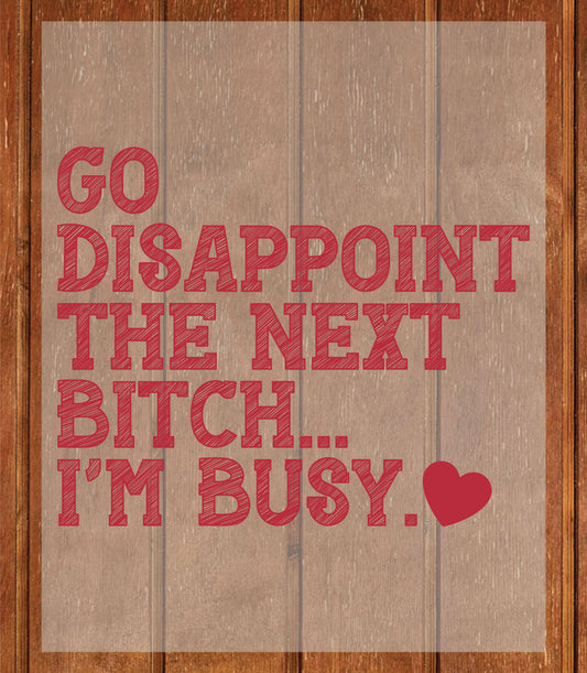 Go Disappoint The Next Bitch DTF Transfer Ready to Press, Funny Heat Transfer For Shirt, Sarcastic Meme UV Sticker Prints