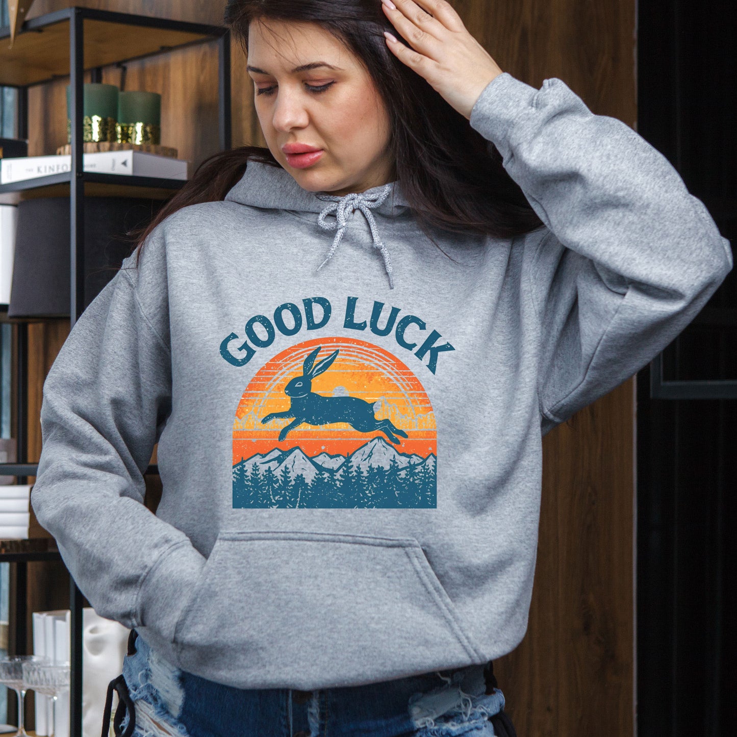 Good Luck Rabbit DTF Transfer Ready to Press, Funny Easy Tiger Heat Transfer For Shirt, Retro western UV Sticker Prints