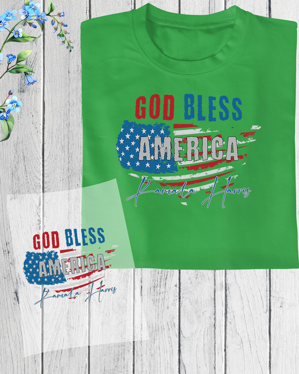 Kamala Harris God Bless America DTF Transfer Film